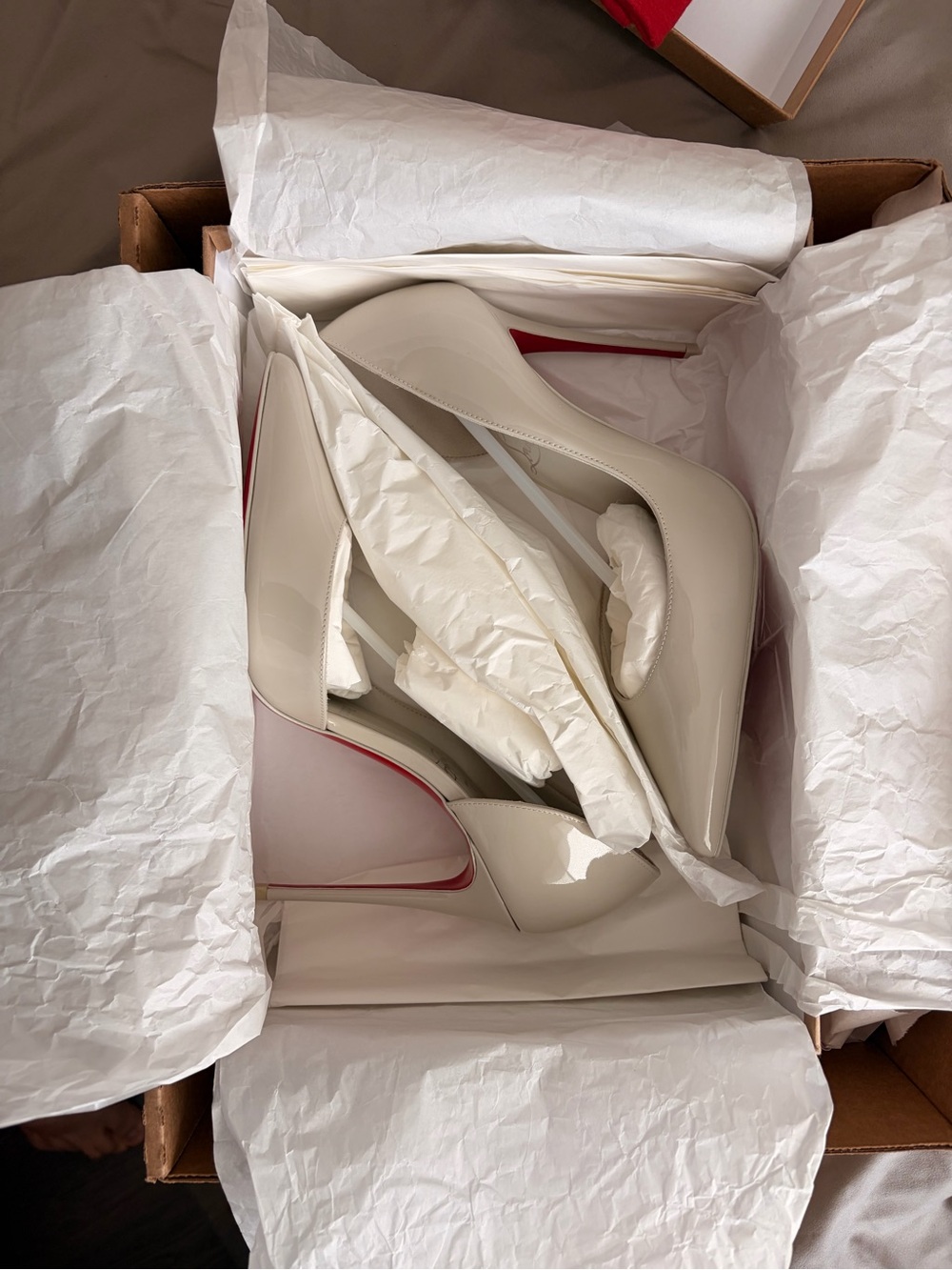 Christian Louboutin White/Gray Patent Leather Iriza Pumps